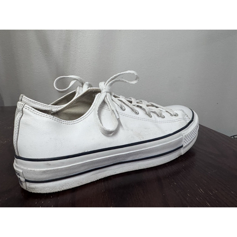Converse Platform Sneakers White Leather Chunky Low Top Women 11 Minimal Clean